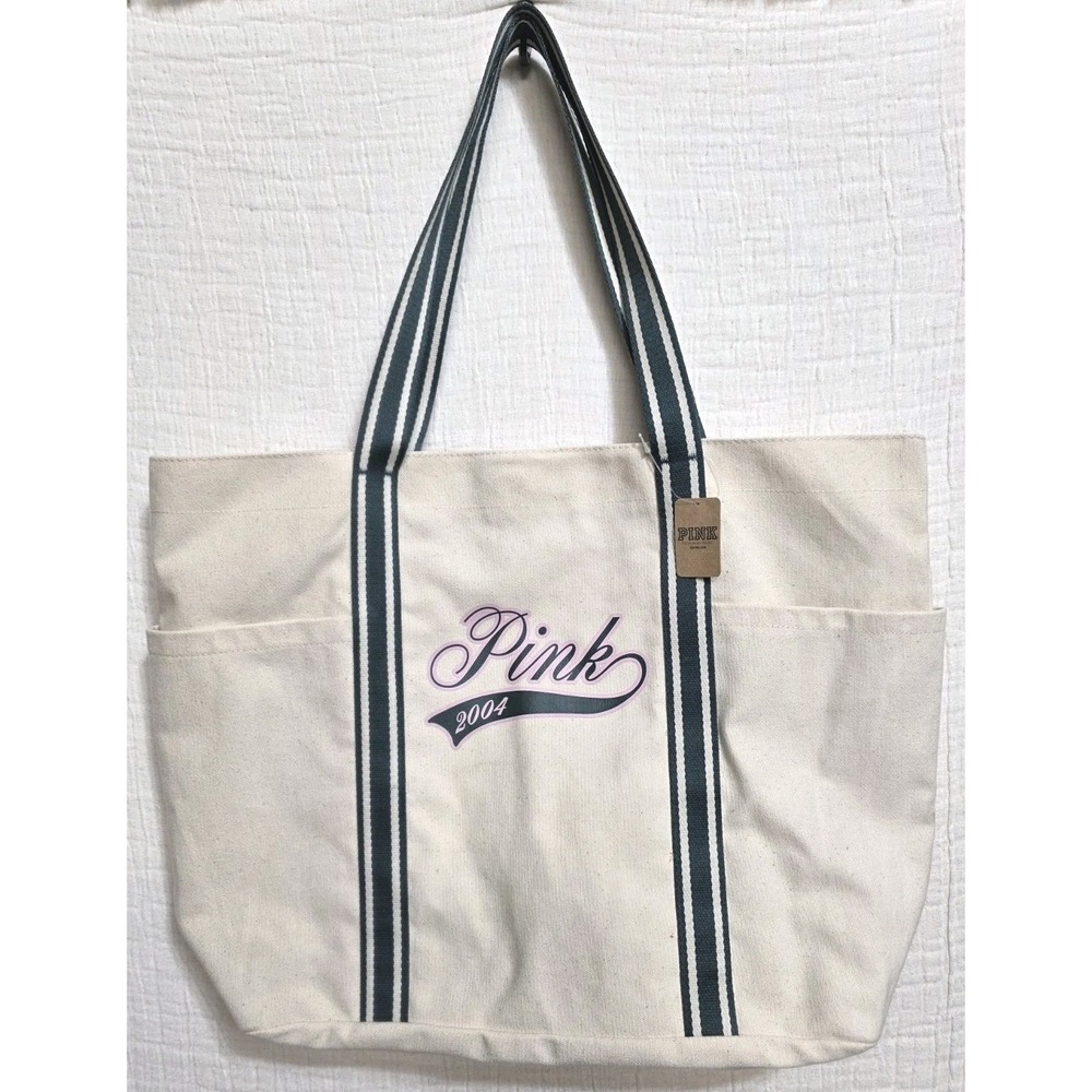 NWT Victoria's Secret PINK Friday 2004 Vintage Travel Tote Book Bag Canvas Green
